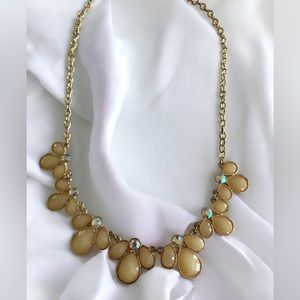 Beautiful Yellow Cabochon Rhinestone Statement Necklace and Bangles